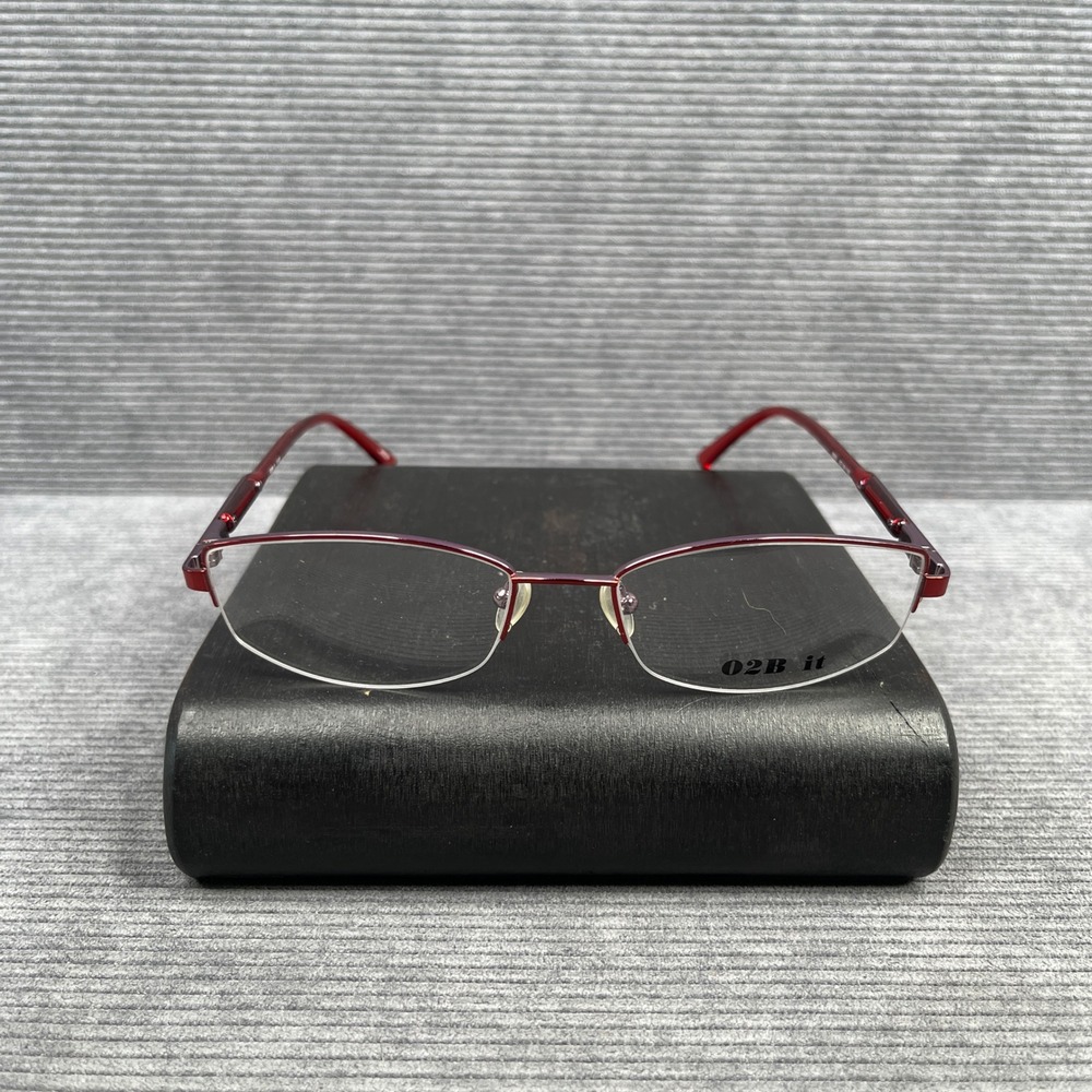 O2B it 9001 Burgundy Red Semi Rimless y2k Eyeglass Frames 57-19-140 C-02